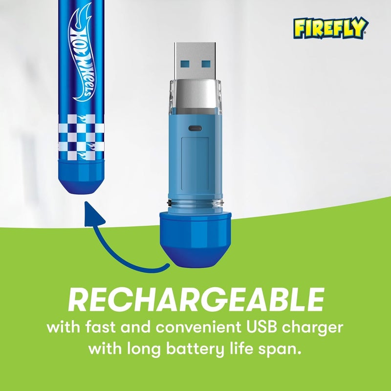Firefly Slim Sonic Hot Wheels Toothbrush with USB Charging and Antibacterial Cover, Ages 3+, 1 Count - Image 5